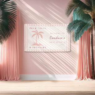 Palm Trees Pacifiers Coastal Baby Shower Welcome Banner