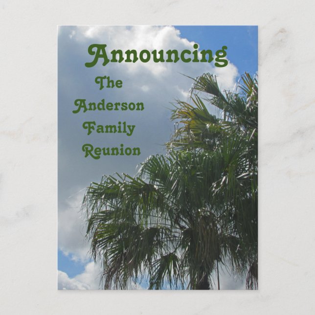 Palm Trees Paradise Family Reunion Announcement Postcard (Front)