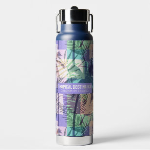 Palm Trees Pattern custom text Water Bottle