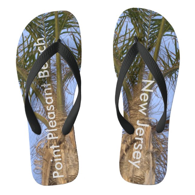 Palm Trees Point Pleasant Beach New Jersey Flip Flops (Footbed)