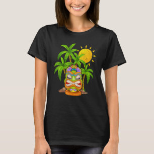 Palm Trees Polynesian Tiki Mask Hawaiian Statue To T-Shirt