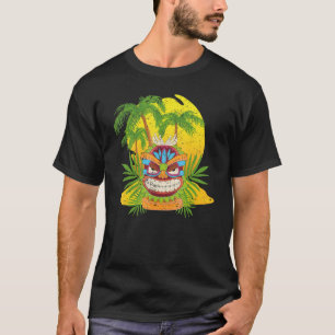Palm Trees Polynesian Totem Tiki Mask Hawaiian Sta T-Shirt
