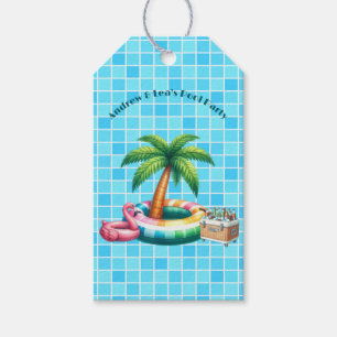 Palm Trees Pool Party Flamingo Gift Tags