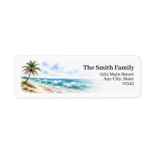 Palm Trees Return Address Labels Tropical Beach