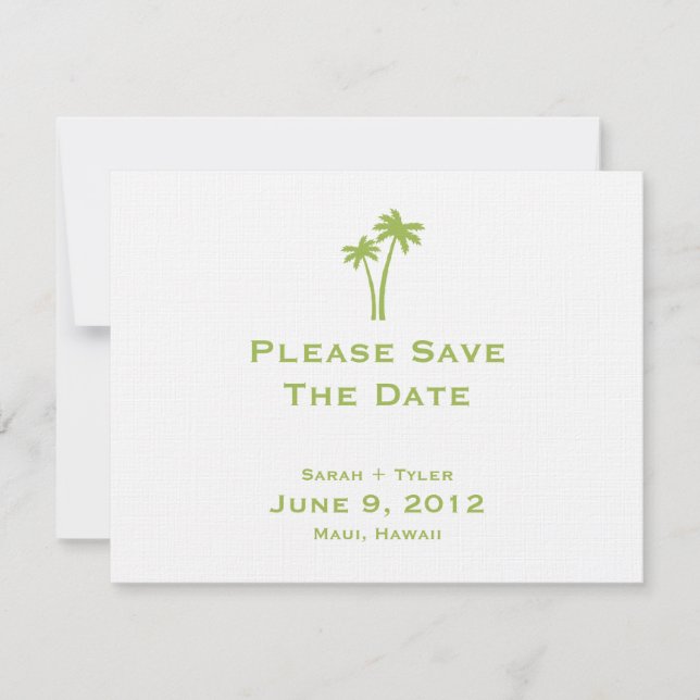 Palm Trees Save The Date Card - Lime (Front)