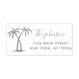 Palm Trees Script Family Name Return Address Self-inking Stamp