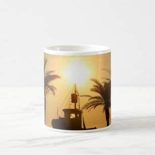 Palm Trees Ship Photo White Mug