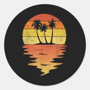 Palm trees shirt retro sunset 70s vintage Palm tre Classic Round Sticker
