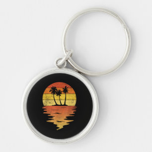 Palm Trees Shirt Retro Sunset 70s Vintage Palm Tre Key Ring