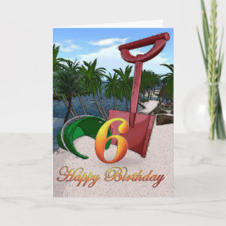 Palm trees side beach ocean tropical 6th birthday card