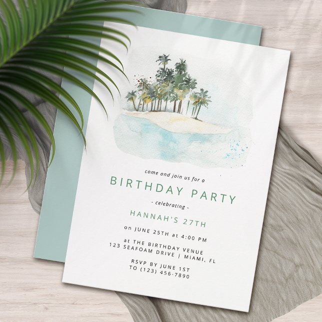 Palm Trees | Simple Modern Beach Birthday Party Invitation (Creator Uploaded)
