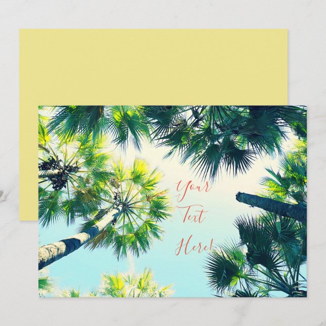 Palm Trees Sky Summer Happy Vibes Invitation Card (Front/Back)