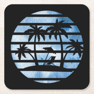 PALM TREES SQUARE PAPER COASTER