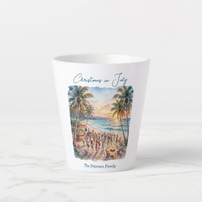 Palm Trees String Lights Party Christmas in July  Latte Mug (Front)