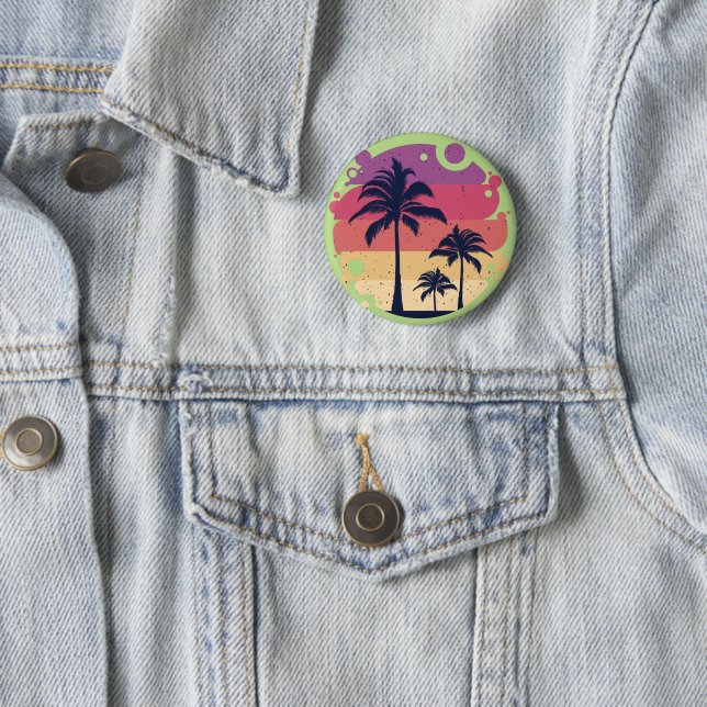 Palm Trees -  Summer Sunset Logo 6 Cm Round Badge (In Situ)