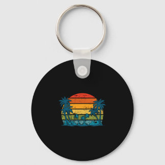 Palm trees summer vacation retro island tropical key ring