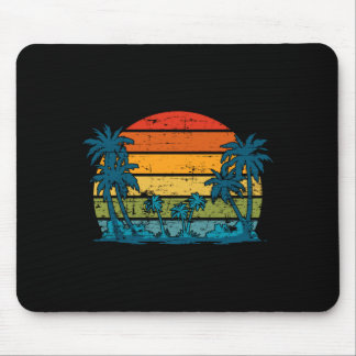 Palm trees summer vacation retro island tropical mouse mat