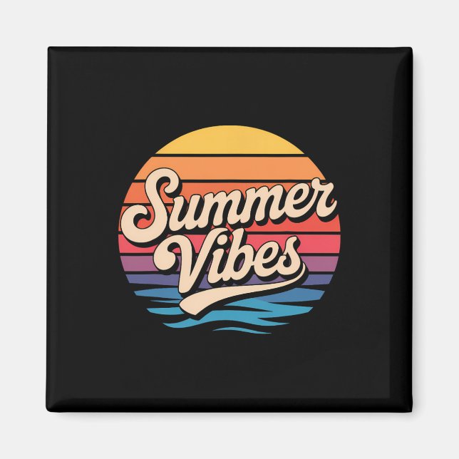 Palm Trees Summer Vibes Retro Surf Sunset Beach  Magnet (Front)