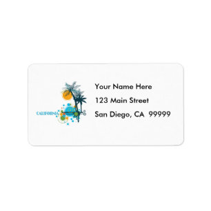 Palm Trees Sun & Circle Label