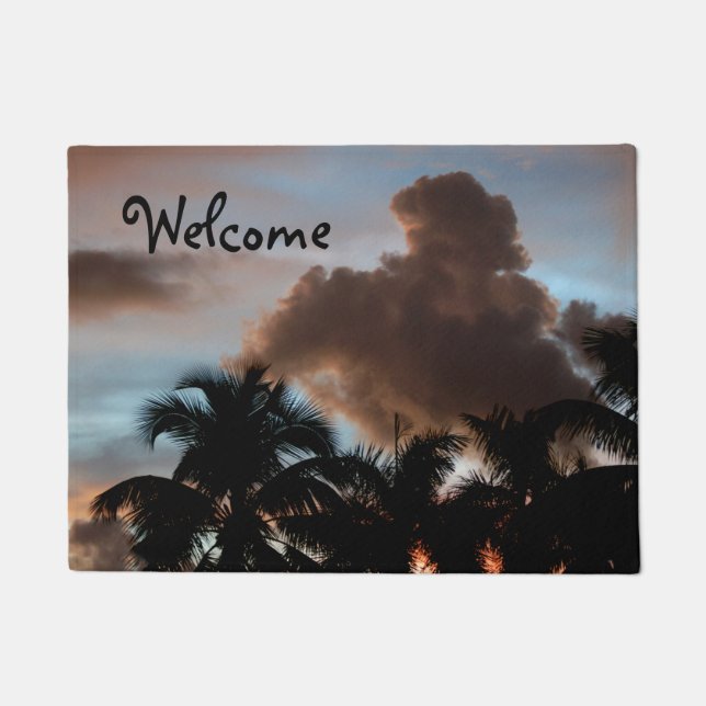 Palm trees Sunrise Clouds Doormat (Front)
