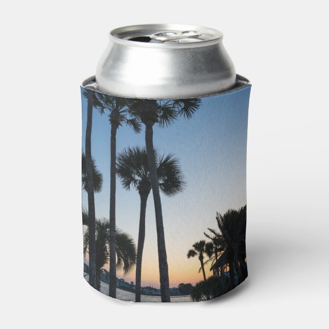 Palm Trees Sunrise Destin Florida Can Cooler (Can Front)