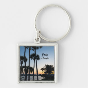 Palm Trees Sunrise Destin Florida Square Keychain