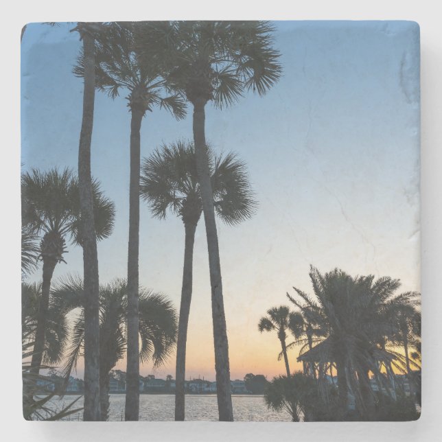 Palm Trees Sunrise Destin Florida Stone Coaster (Front)