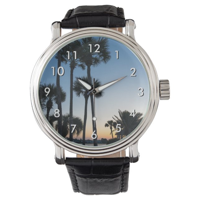Palm Trees Sunrise Destin Florida Wrist Watch (Front)