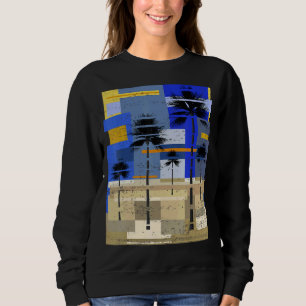 Palm Trees Sunset Abstract Art Hipster Surfer Beac Sweatshirt