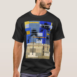 Palm Trees Sunset Abstract Art Hipster Surfer Beac T-Shirt