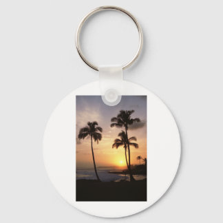 Palm Trees, Sunset, Beach, Hawaii Key Ring