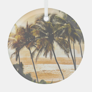 Palm Trees Sunset: Goa Vintage Glass Tree Decoration