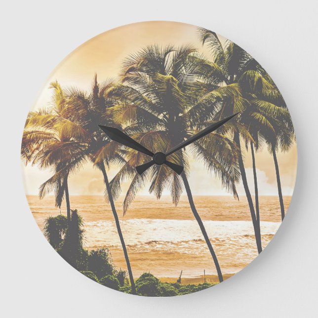 Palm Trees Sunset: Goa Vintage Large Clock (Front)