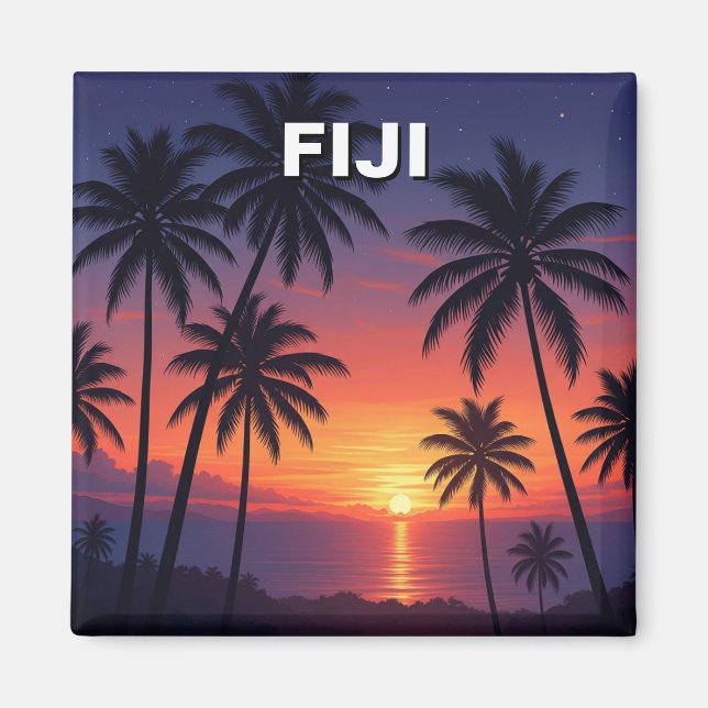 Palm Trees Sunset in Fiji Magnet (Front)