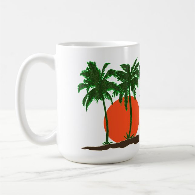 Palm Trees Sunset Sun Surf Beach  Coffee Mug (Left)