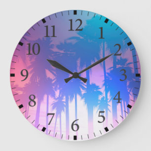 Palm Trees Sunset Wall Clock