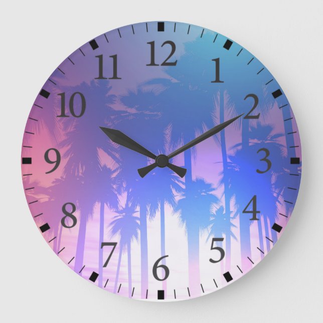 Palm Trees Sunset Wall Clock (Front)