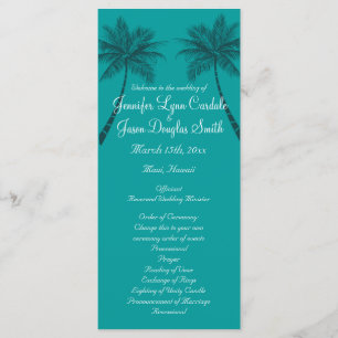 Palm Trees Teal Blue Beach Wedding Programs Programme