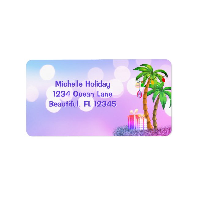 Palm Trees Tropical Beach Christmas Address Label (Front)