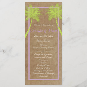 Palm Trees Tropical Beach Wedding Programs Programme