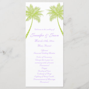 Palm Trees Tropical Beach Wedding Programs Programme