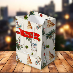 Palm Trees Tropical Christmas Pattern Medium Gift Bag