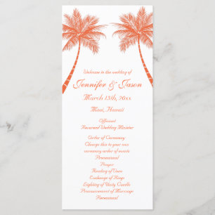 Palm Trees Tropical Coral Beach Wedding Programs Programme