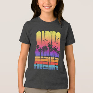 Palm Trees Tropical Daughter Retro Vacation Tri-Blend Shirt