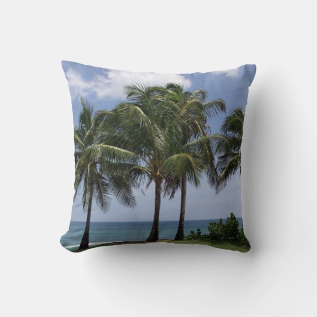 Palm Trees tropical decorative throw pillow (Front)