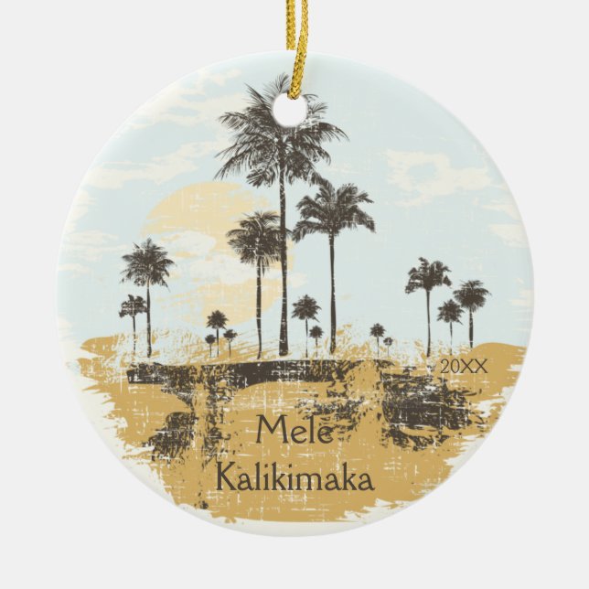 Palm Trees Tropical Hawaiian Christmas Ornament (Front)