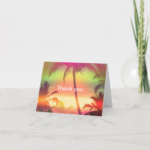 Palm Trees Tropical Heat Beach Thank You Fold Card