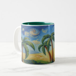 Palm Trees Tropical Impressionist Style Art Mug