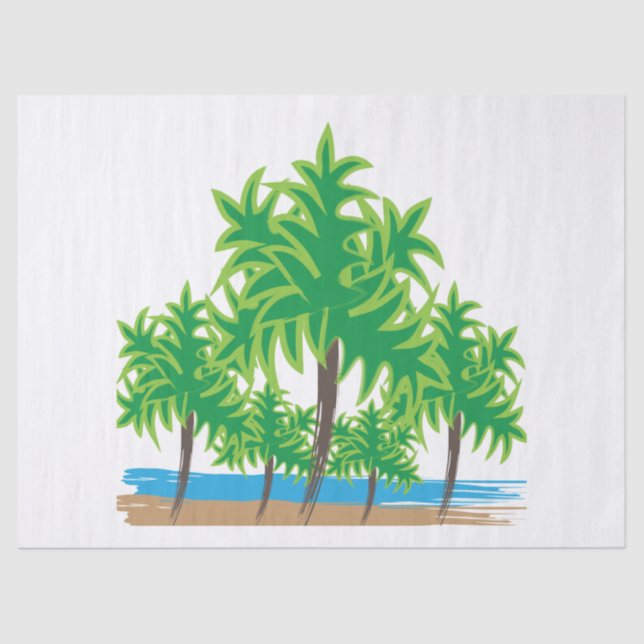 Palm Trees Tropical Island Beach Tissue Paper (Front)
