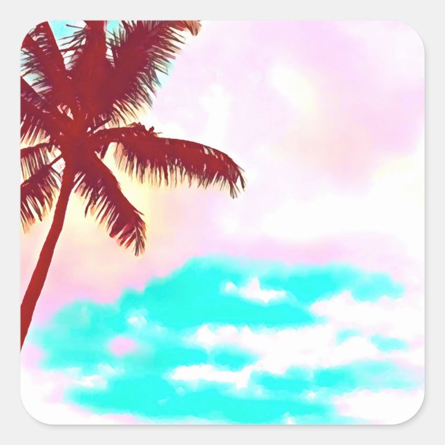 Palm Trees tropical Island life Square Sticker (Front)